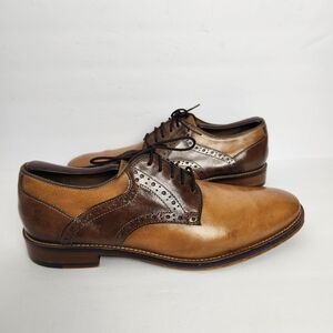 Johnston Murphy Mens 8.5 Brown Leather Conard Saddle Lace Up Dress Shoes 20-3316